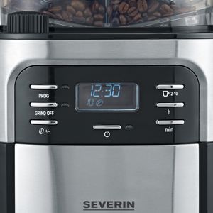 Severin KA 4810 Koffiezetapparaat RVS (geborsteld), Zwart Capaciteit koppen: 10 Met koffiemolen, Timerfunctie