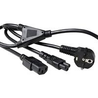 ACT Koudeapparaatkabel C13 + C5 netsnoer 1,80 m, netsnoer Y-kabel, type F CEE 7/7 hoek, PC stroomkabel - AK5166