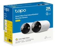 Tapo C410 Draadloze camera voor binnen en buiten, 2K 3 MP, batterijduur tot 180 dagen na één keer opladen, nachtzicht in kleur, alarm met bewegingsdetectie, IP65, 2 stuks