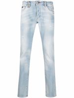 Philipp Plein jean droit à effet usé - Bleu