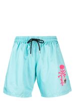 Philipp Plein short de bain à logo imprimé - Bleu - thumbnail