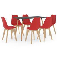 vidaXL 7-delige Eethoek rood