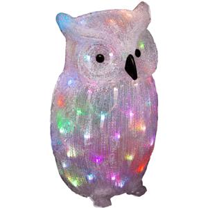 Kerstverlichting figuur - uil - H47,5 cm - 60 gekleurde led lampjes - acryl - voor buiten