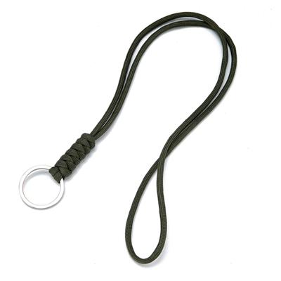 Lang Sleutelkoord Groen Paracord met Zilverkleurige Ring Lang Sleutelkoord Groen Paracord met Zilverkleurige Ring