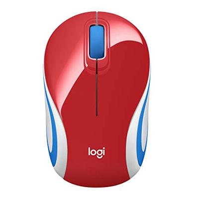 Logitech M187 Draadloze mini Muis, 2.4GHz USB dongle, 1000 DPI Optische Tracking, 3 Knoppen, PC/Mac/Laptop - Rood