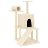 vidaXL Kattenmeubel met sisal krabpalen 110,5 cm crèmekleurig, kattenpaal, kattenboom, kattenkrabpaal, kattenhuis, kattenmeubel, kattenpalen