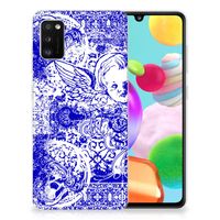 Silicone Back Case Samsung Galaxy A41 Angel Skull Blauw - thumbnail