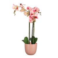 Orchidee kunstplant roze - 75 cm - inclusief bloempot lichtroze glans