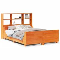 vidaXL Bed met boekenkast zonder matras hout wasbruin 120x190 cm, bed, slaapkamermeubel, bed met opbergruimte, tweepersoonsbed, houten bed, bedbodem
