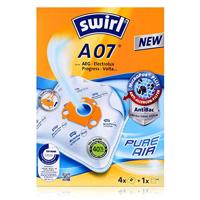 Swirl A 07 MicroPor Plus stofzuigerzakken voor AEG, Electrolux, Progress, Volta stofzuiger, anti-allergeenfilter, 4 stuks incl. filter, wit/weelderige tuin