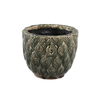 PTMD Pot Skipp groen met pauw M 19 X 19 X 16