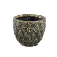 PTMD Pot Skipp groen met pauw M 19 X 19 X 16