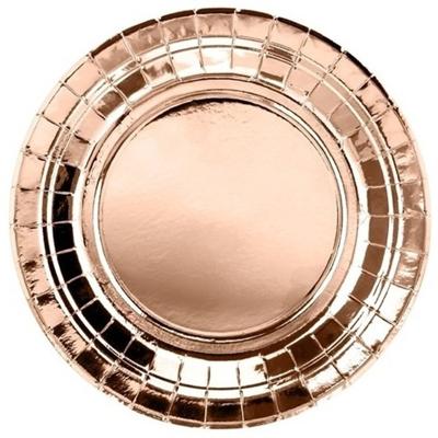12x Rosegouden feest borden 22 cm - Feestbordjes