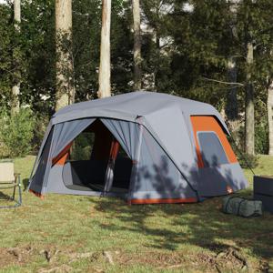 Tent 10-persoons 443x437x229 cm grijs en oranje