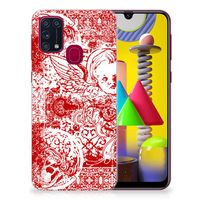 Silicone Back Case Samsung Galaxy M31 Angel Skull Rood