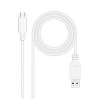 NANOCABLE 10.01.4001-L150-W - USB 3.1-kabel, Gen2 10 Gbit/s 3A, USB-C-stekker naar USB-A-stekker, wit, 1,5 m