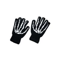 Halloween/Horror skeletten thema print verkleed handschoenen - zwart - volwassenen - one size   -