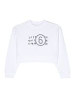 MM6 Maison Margiela Kids sweat strassé à logo imprimé - Blanc