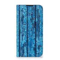 iPhone 14 Pro Max Book Wallet Case Wood Blue