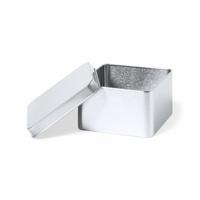 Cadeaudoosje/blikje Metal - Bruiloft bedankjes - 1x stuks - afsluitbare deksel - zilver - 9 x 5 cm