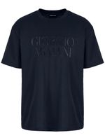 Giorgio Armani t-shirt en coton à logo brodé - Bleu