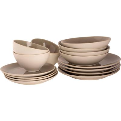 Palmer Serviesset Aurora Stoneware 4-persoons 16-delig Offwhite Grijs