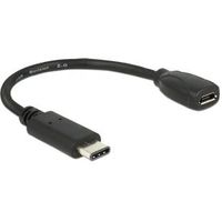 Delock 65578 Adapterkabel USB Type-C 2.0 male > USB 2.0 type Micro-B female 15cm zwart - thumbnail