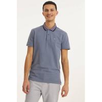 Tommy Jeans regular fit polo met contrastbies grijsblauw