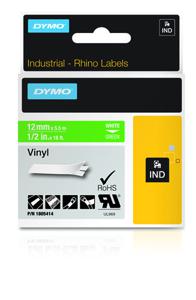 Labeltape DYMO IND RHINO 1805414 Vinyl Tapekleur: Groen Tekstkleur:Wit 12 mm 5.5 m