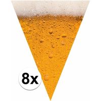 8x Bier print vlaggenlijnen / slingers 6,4 meter - thumbnail