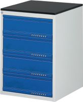 Promat Schuifladekast | BK 650 | H820xB580xD650mm | lichtgrijs/gentiaanblauw 4 lade | standaard uittrekbaar - 9000425560 9000425560