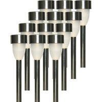 12x Buiten/tuin LED RVS stekers Nova solar verlichting 26 cm