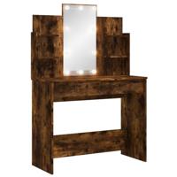 vidaXL Kaptafel met LED-verlichting 96x40x142 cm gerookt eikenkleurig, make up tafel, toilettafel, slaapkamer kaptafel, makeuptafel, slaapkamermeubel