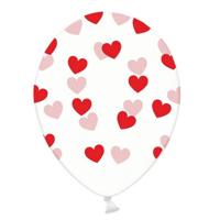 Ballonnen Clear Hartjes Rood 6 Stuks
