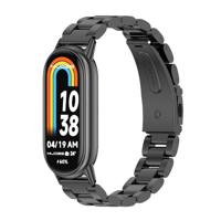 By Qubix - Stalen schakelband - Zwart - Compatible met Xiaomi Smart Band 8 & 9 - Compatible Xiaomi bandje