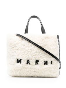 Marni sac cabas Museo en peau lainée - Blanc