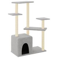 vidaXL Kattenmeubel met sisal krabpalen 107,5 cm lichtgrijs, kattenpaal, kattenboom, kattenkrabpaal, kattenhuis, kattenmeubel, kattenpalen