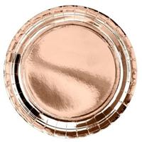 12x Rosegouden feest borden 22 cm - Feestbordjes