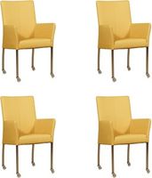 Set van 4 Gele leren moderne eetkamerstoelen Comfort - Toledo Leer Giallo (geel leer)