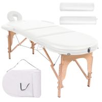 VidaXL Massagetafel inklapbaar 4 cm dik met 2 bolsters ovaal wit - thumbnail