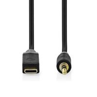 USB-C© Adapter | USB 2.0 | USB-C© Male | 3,5 mm Male | 1.00 m | Rond | Verguld | PVC | Zwart | D - thumbnail