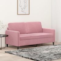 Tweezitsbank 140 cm fluweel roze - thumbnail