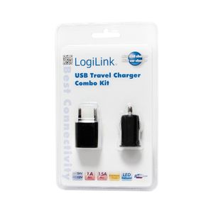 LogiLink PA0076 USB-oplader Binnen, Auto, Thuis Uitgangsstroom (max.) 1500 mA Aantal uitgangen: 1 x USB-A