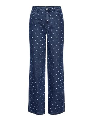 PIECES Pcnea Hw Wide Jeans, Medium Blue Denim/Aop: harten, S