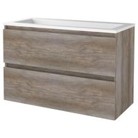 Badmeubelset Aquasplash Salt 100x46 cm Greeploos 2 Lades Met Wastafel Acryl Scotch Oak Aquasplash