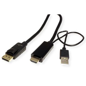 ROLINE HDMI kabel UltraHDTV - DisplayPort, M/M, zwart, 3 m