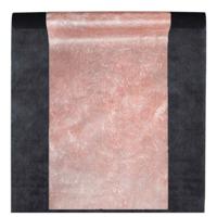 Feest tafelkleed met metallic tafelloper - op rol - zwart/rose goud - 10 meter