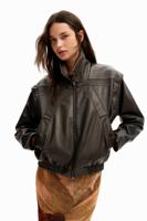 Leatherlook jack met afneembare mouwen - BLACK - S