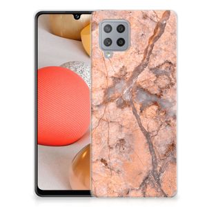 Samsung Galaxy A42 TPU Siliconen Hoesje Marmer Oranje