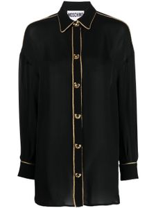 Moschino chemise en soie à boutons logo - Noir